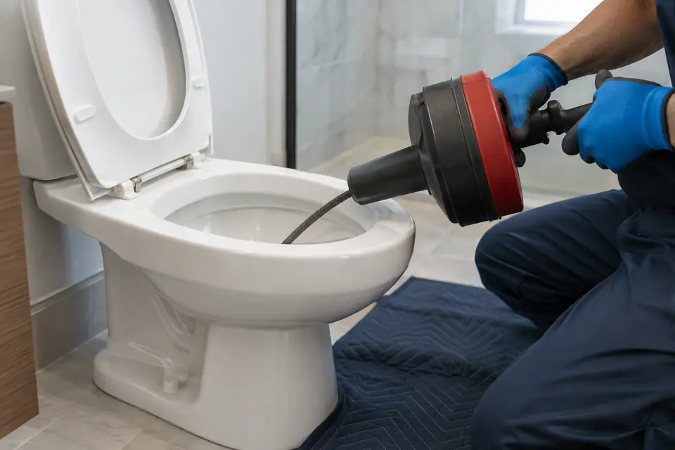 Equipamento utilizado no serviço de desentupimento de vaso sanitário em Franca