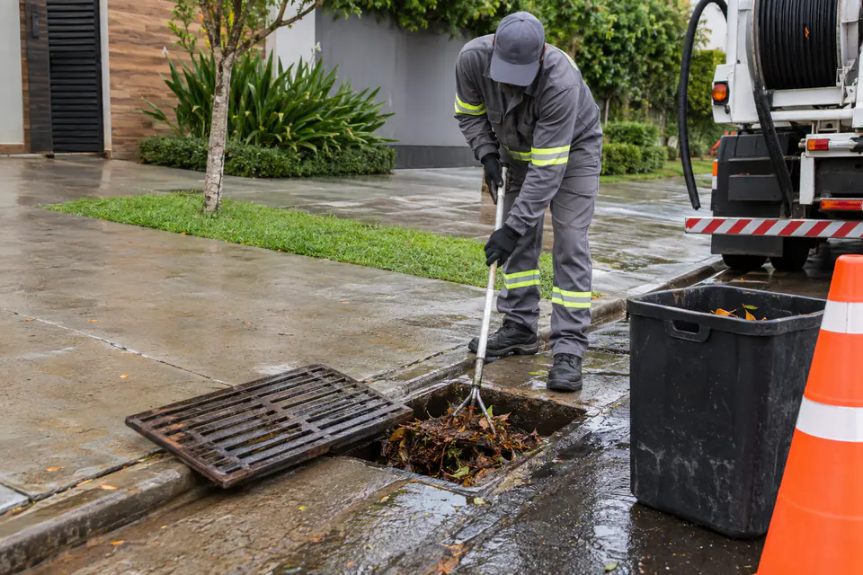 Atendimento profissional de desobstrução de rede pluvial em Franca