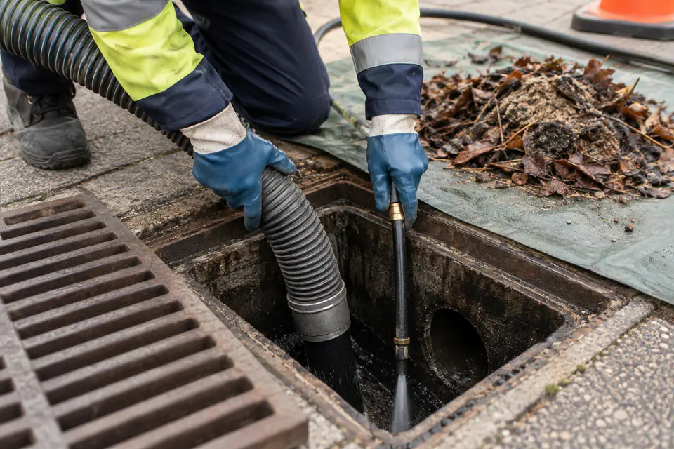 Equipamento utilizado no serviço de desobstrução de rede pluvial em Franca